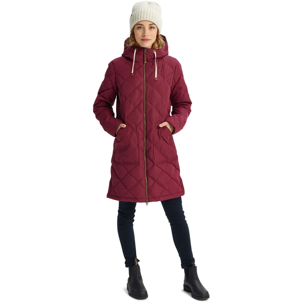 Burton‎ Bixby Down Parka Jacket Coat Burgundy Wine Size Small Longer Length